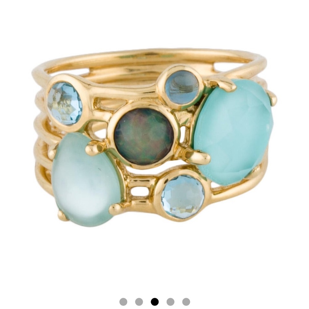 18k Yellow Gold Ippolita Constellation Aquamarine, Blue Topaz , Turquoise